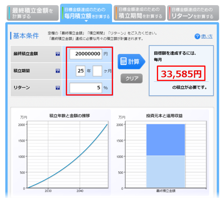 楽天証券の積立かんたんシミュレーション